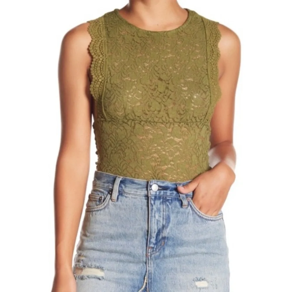 Free People Lace Green Top Sz S